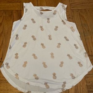 White Shirt with Gold Pineapples